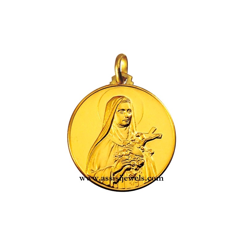18 kt gold Saint Teresa medal