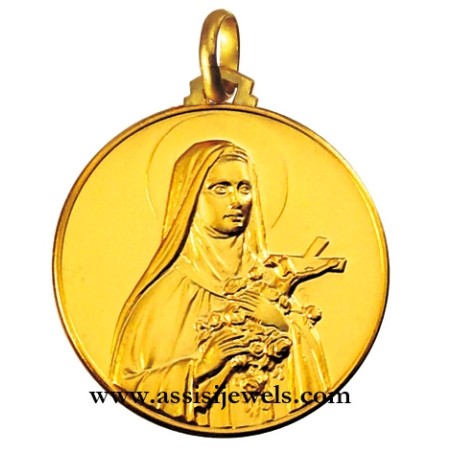 18 kt gold Saint Teresa medal