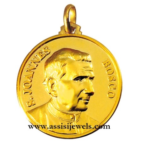 18 kt gold Saint John Bosco medal