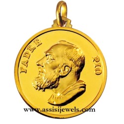 18 kt gold Saint Father Pio medal