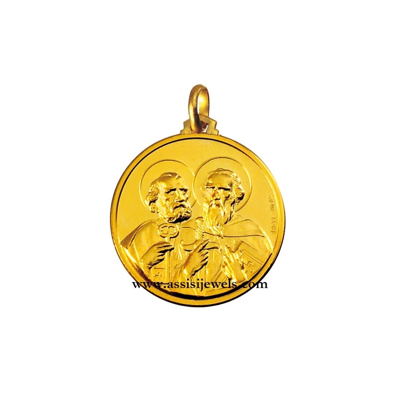 18 kt gold saints Peter and Paul medal