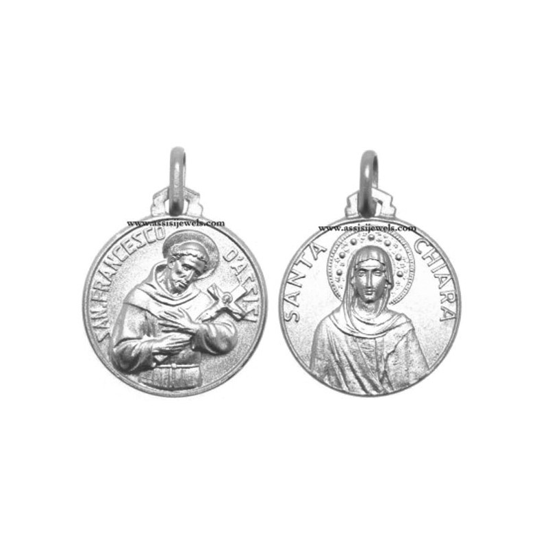 18 kt gold Saint Francis and Saint Clare medal