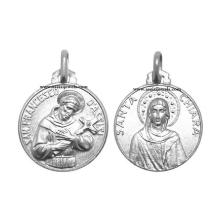 Medaglia di San Francesco e Santa  Chiara oro 18 kt