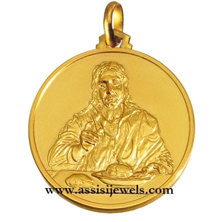 18 kt gold Christ of Emmaus medal