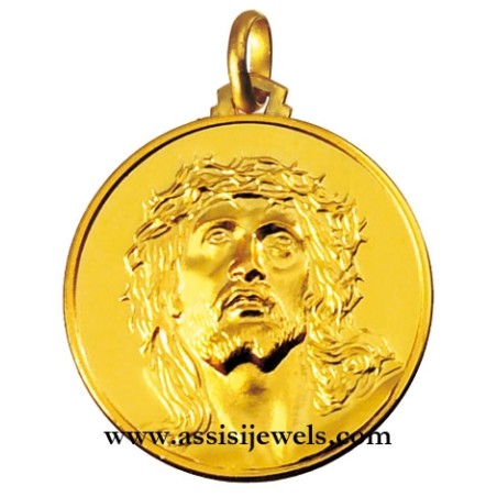 18 kt gold Christ ecce homo medal