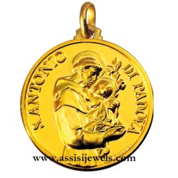 Medaglia di Sant' Antonio di Padova oro 18 kt