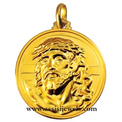 18 kt gold face of Christ Crucified medal