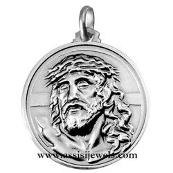 Medaglia volto Cristo Crocifisso argento 925