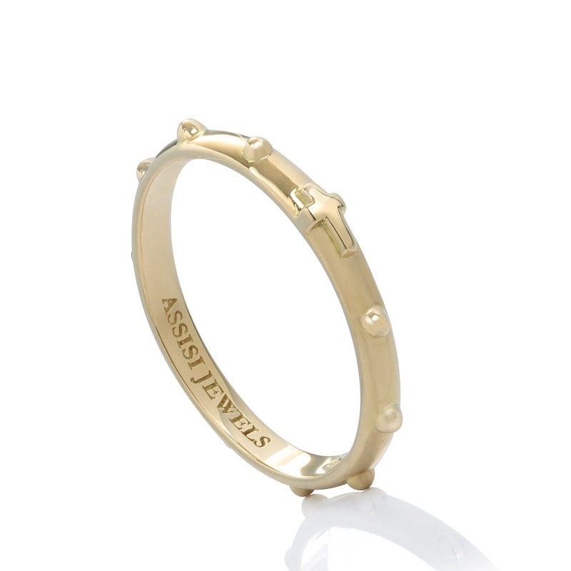 18 kt yellow gold rosary ring