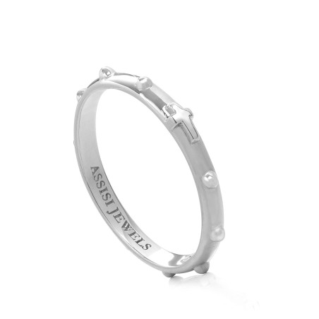 Anello rosario in oro bianco 18 kt