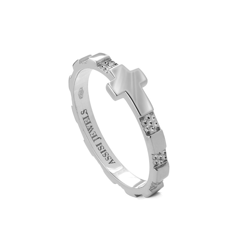 Anello rosario in oro bianco 18 kt
