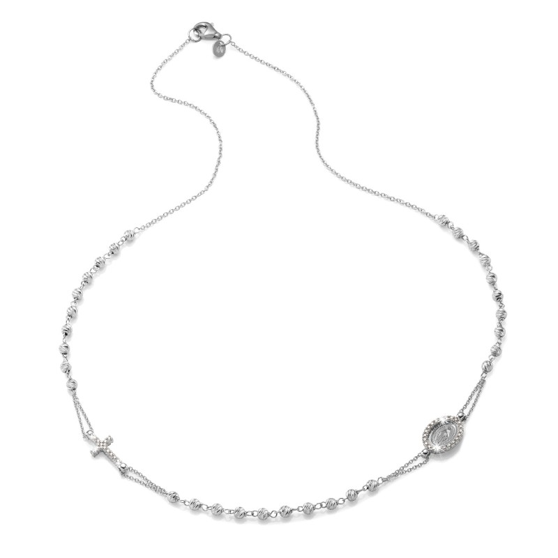 18 kt white gold rosary necklace