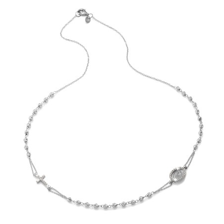 18 kt white gold rosary necklace
