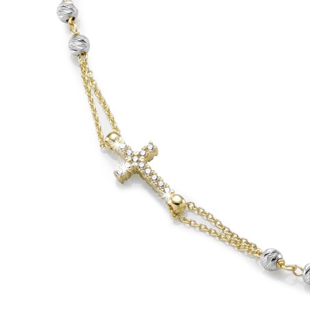 18 kt white and yellow gold rosary necklace