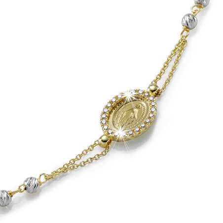 18 kt white and yellow gold rosary necklace