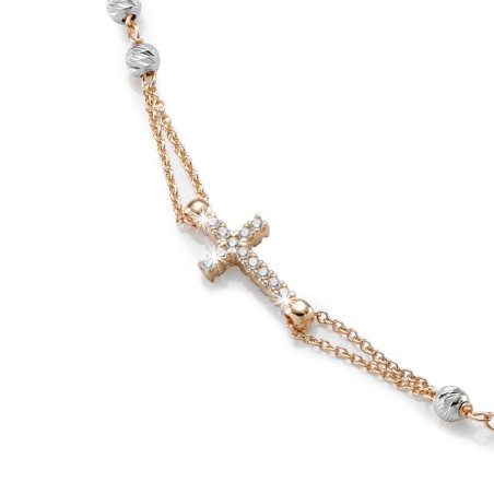 18 kt white and rose gold rosary necklace
