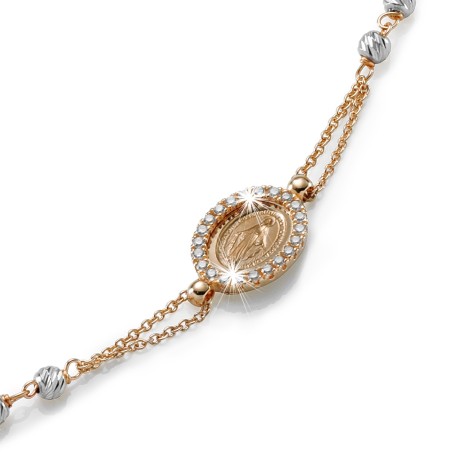 18 kt white and rose gold rosary necklace