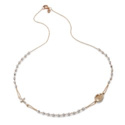 18 kt white and rose gold rosary necklace