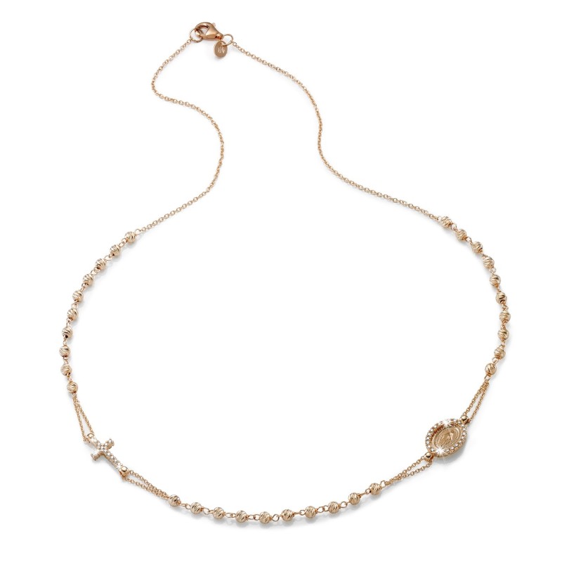 18 kt rose gold rosary necklace