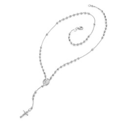 18 kt white gold rosary necklace