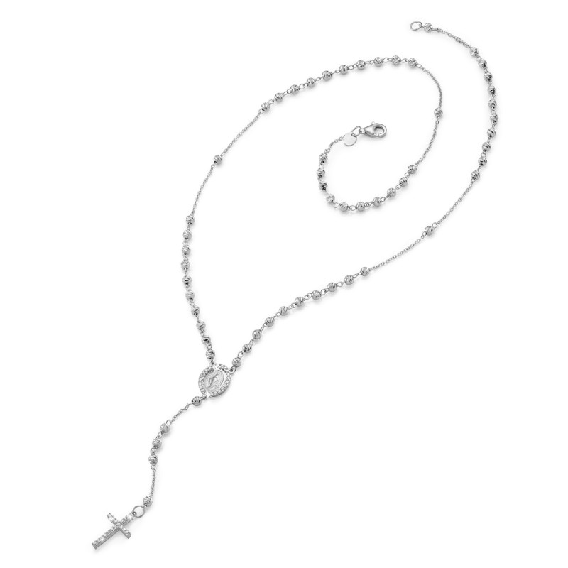 18 kt white gold rosary necklace