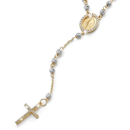 Collana rosario in oro bianco e giallo 18 kt
