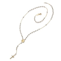 Collana rosario in oro bianco e giallo 18 kt