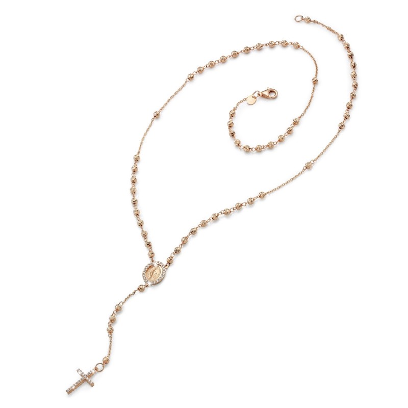 18 kt rose gold rosary necklace