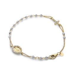 18 kt white and yellow gold rosary bracelet