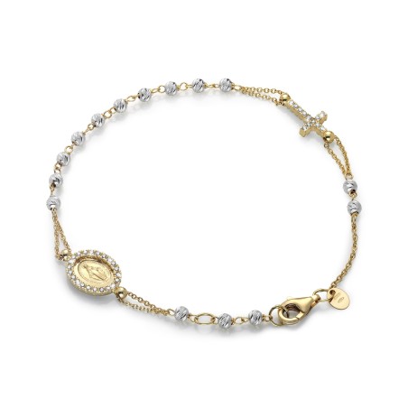 18 kt white and yellow gold rosary bracelet