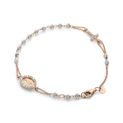 Bracciale rosario in oro bianco e rosa 18 kt