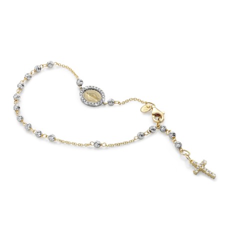 18 kt white and yellow gold rosary bracelet