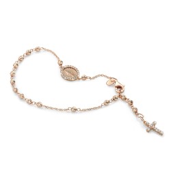 Bracciale rosario in oro rosa 18 kt