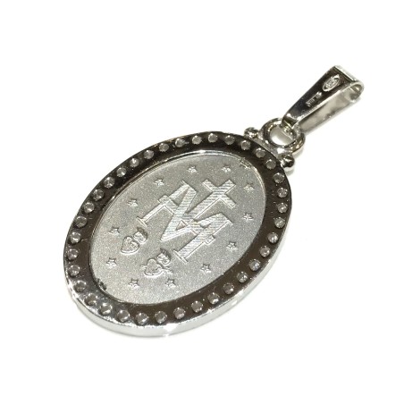 Medaglia Madonna miracolosa argento 925 e zirconi