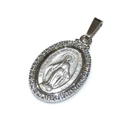 925 sterling silver miraculous Madonna medal with cubic zirconia