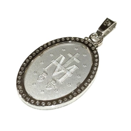 925 sterling silver miraculous Madonna medal with cubic zirconia