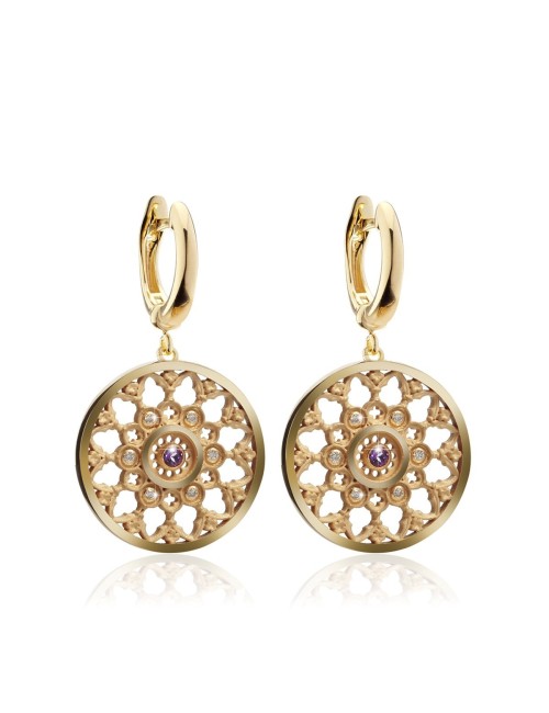 Sterling silver Florence Dome rosewindow collection medium earrings with zirconia