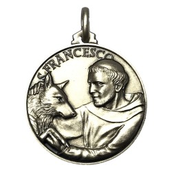 925 sterling silver Saint Francis with the wolf medal