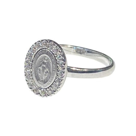 Anello Madonna Miracolosa argento 925 e zirconi