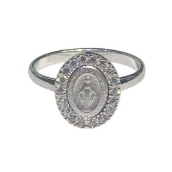 Anello Madonna Miracolosa argento 925 e zirconi