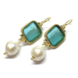 Michelangelo gioielli glass paste intaglio earrings