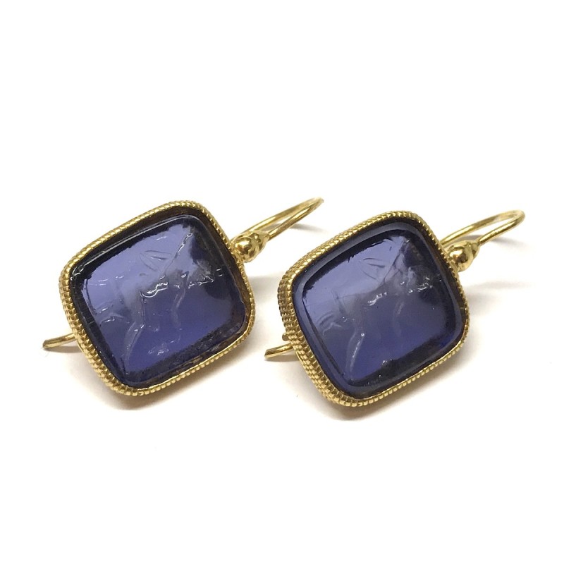 Michelangelo gioielli glass paste intaglio earrings