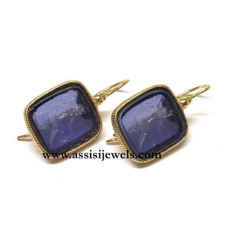 Michelangelo gioielli glass paste intaglio earrings