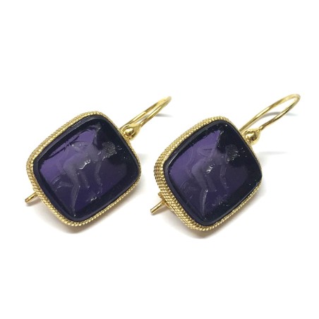 Michelangelo gioielli glass paste intaglio earrings
