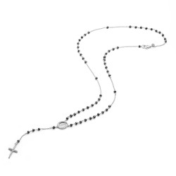 18 kt white gold rosary necklace