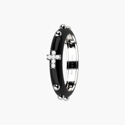 Nardelli white gold and enamel rosary ring