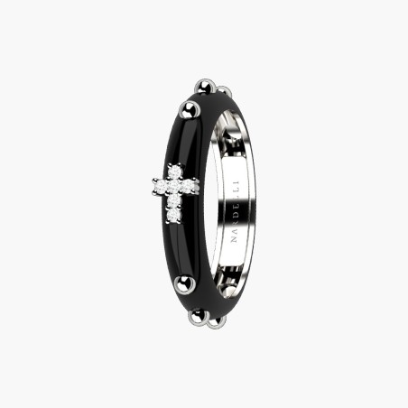 Nardelli white gold and enamel rosary ring