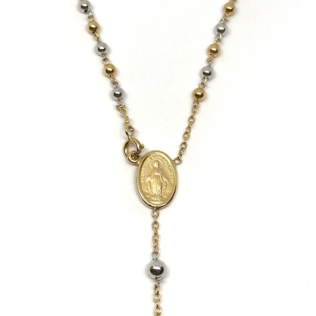 18 kt yellow and white gold rosary necklace