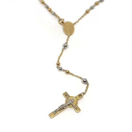 18 kt yellow and white gold rosary necklace