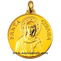 Medaglia di Santa  Chiara oro 18 kt